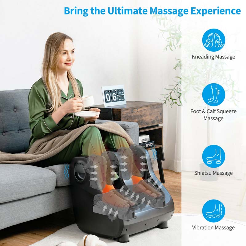 Foot Amp Calf Massager With Heat Amp Remote Shiatsu Kneading Electric Massage Machine With Adjustable Tilt Base Timer Lcd Screen