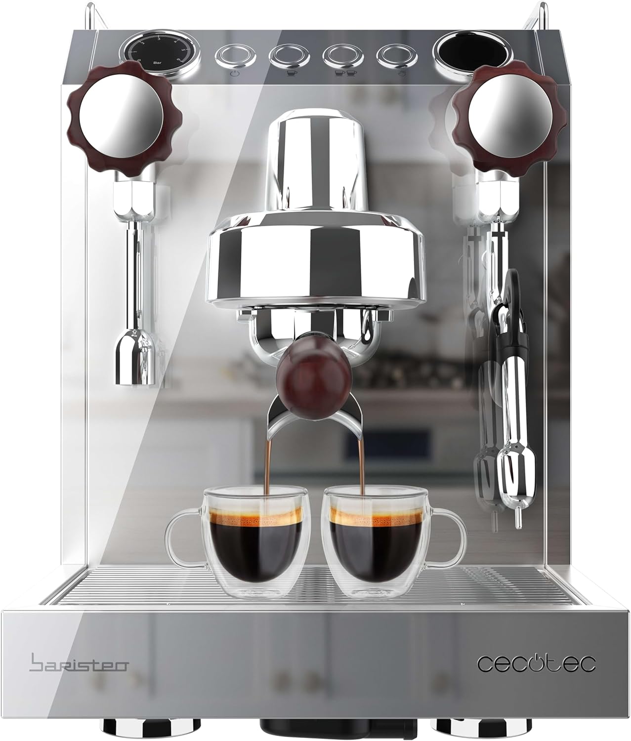 Cecotec Espresso-Kaffeemaschine Barista Baristeo Intima, professionelle Barista-Espressomaschine, Vorbrüh-System, 15 Bar Pumpe, einfaches Befüllen, 1,7L Wassertank und Tassenwärmer