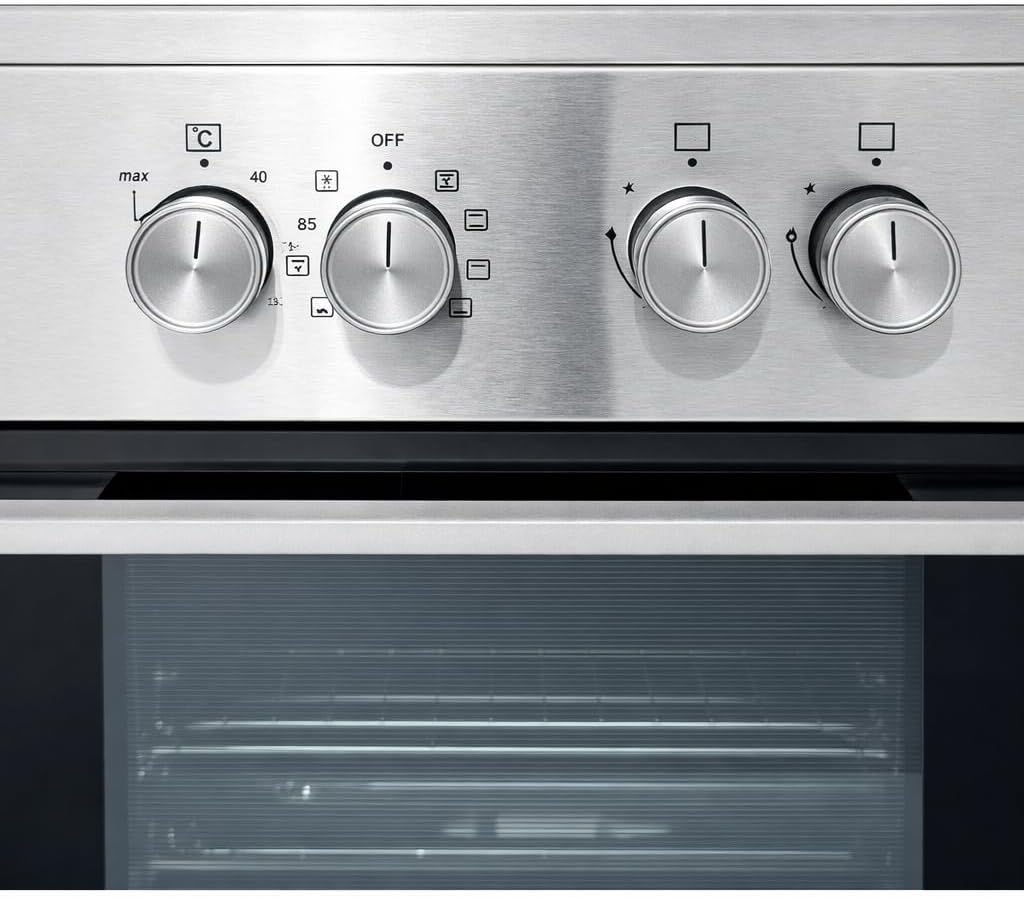 Gasline SHGE6060INX Standherd 60 cm Edelstahl mit Elektrobackofen, 4-flammigem Gaskochfeld, Grill und Drehspieß, elektrischer Zündung, Thermosicherung, für Erdgas und Flüssiggas geeignet