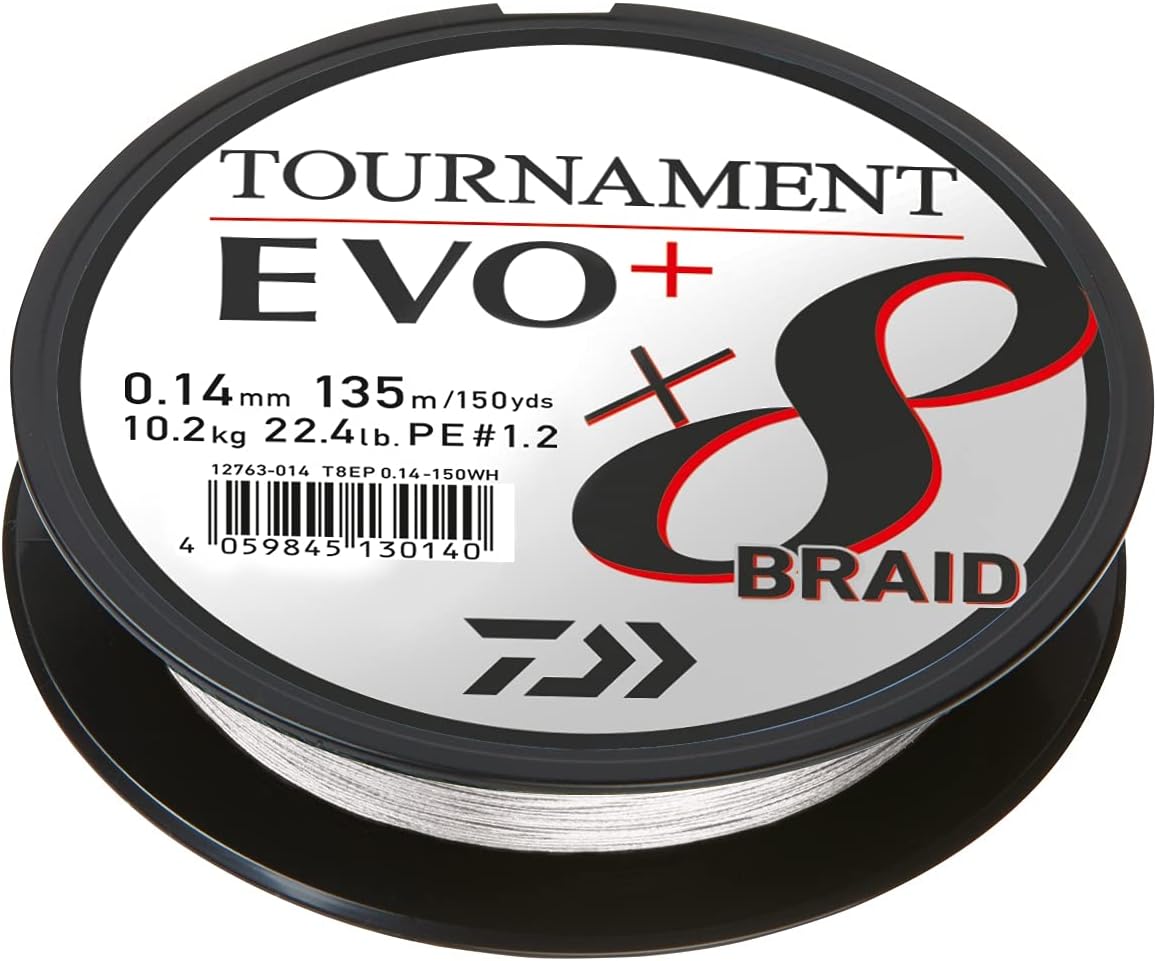 Daiwa Tournament x8 Braid EVO+, 2700m, Weiss, Geflochtene Angelschnur