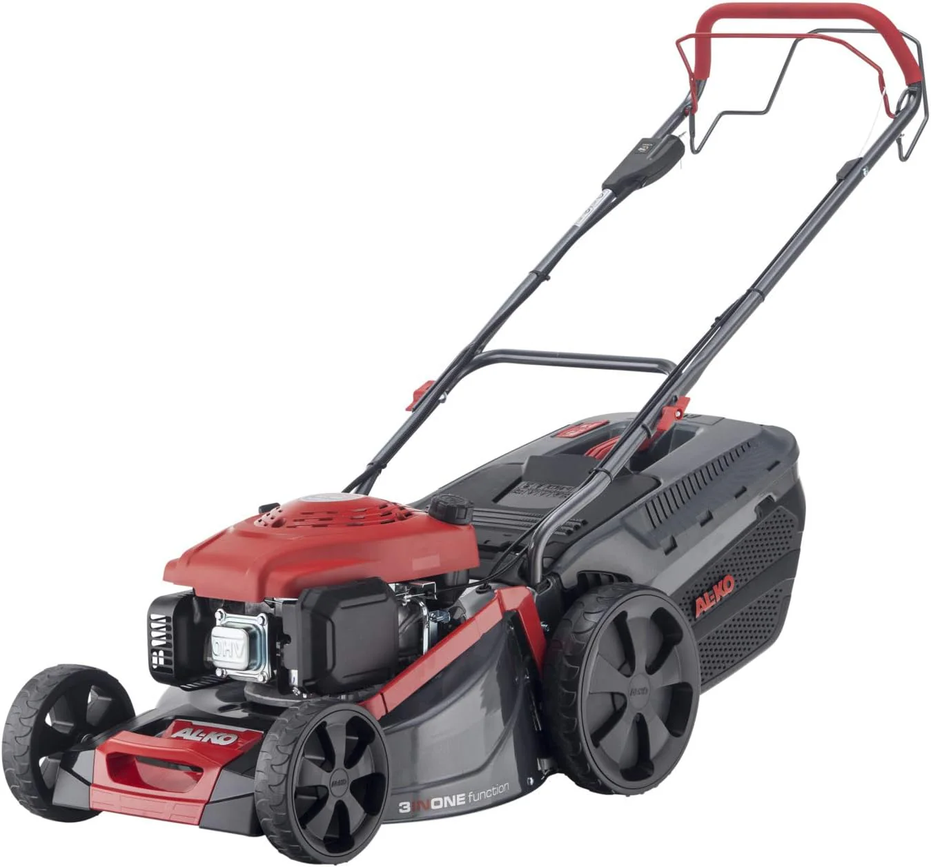AL-KO Benzine grasmaaier Comfort 46.0 SP-A Plus (46 cm maaibreedte, 2.1 kW motorvermogen, Robuuste plaatstalen behuizing, Achterwielaandrijving, Mulchfunctie, Zij-uitworp, voor gazons tot 1400 m2)