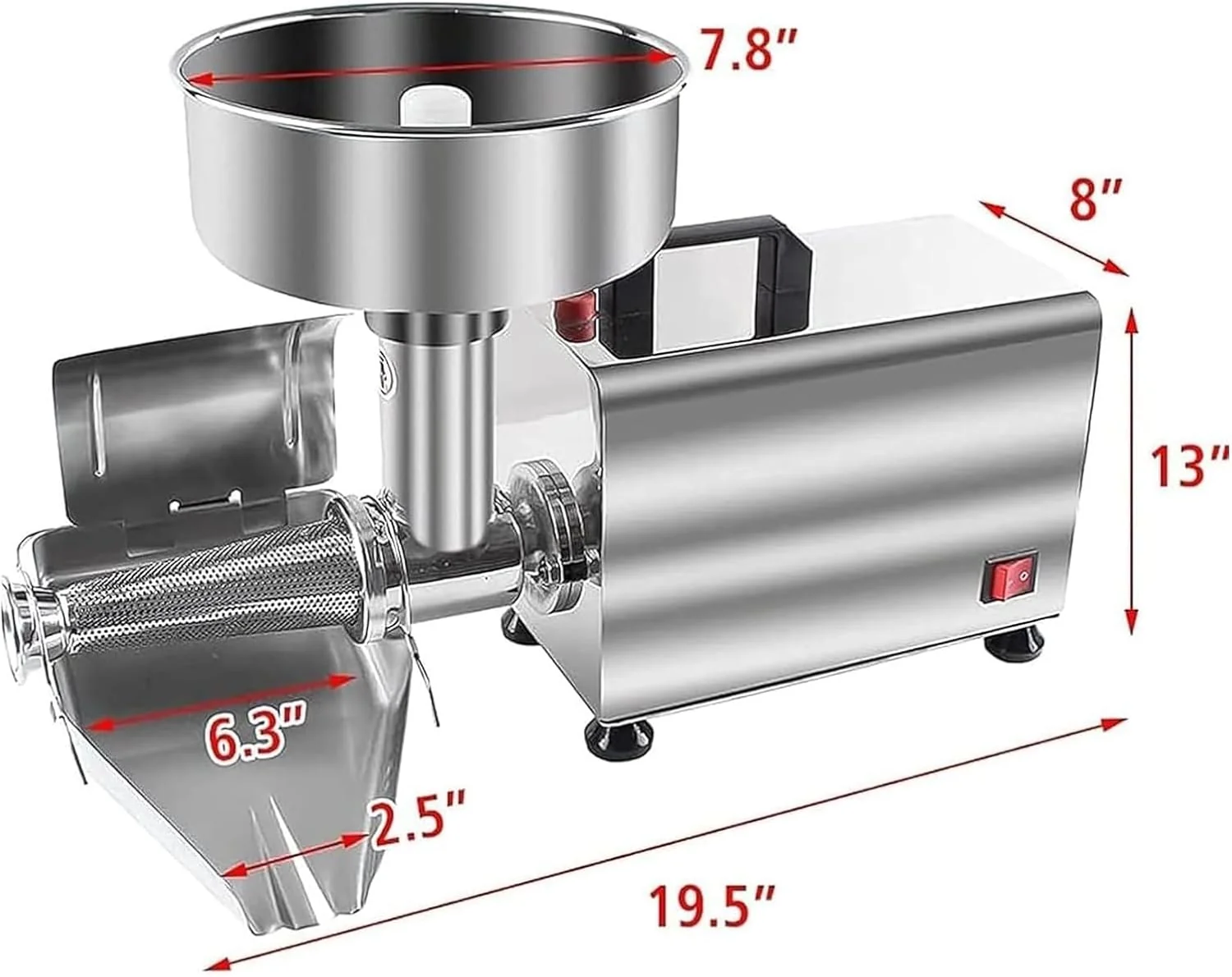 Prensa eléctrica de tomates y colador, procesador de alimentos comercial de acero inoxidable para salsa y jugo, 220 V