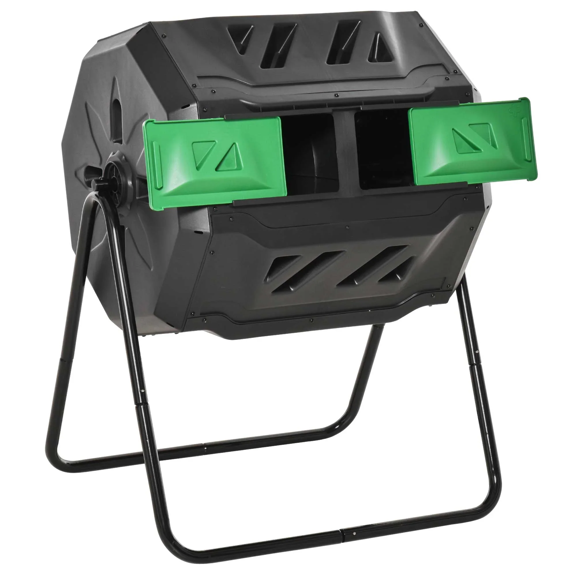 Outsunny Trommelcomposter met 2 kamers 360�� draaibaar