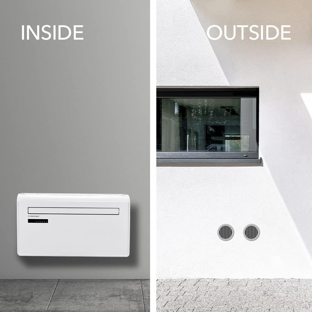 TROTEC Wandklimaanlage PAC-W 2650 SH – 4-in-1 Klimaanlage ohne Außengerät mit Heizfunktion, 2,6 kW Kühlleistung, WiFi-App-Steuerung, Inverter-Technologie, für Räume bis 34 m²