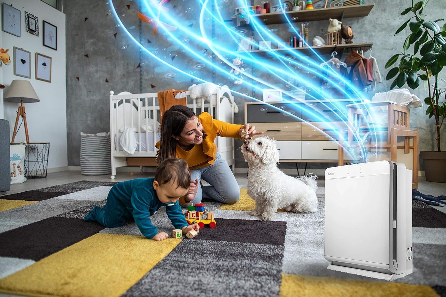 Mitsubishi Electric Premium Luftreiniger MA-EW85S-E, HEPA & Aktivkohlefilter, Smart-Search, Selbstreinigung, WLAN-fähig, CADR 511 m³/h