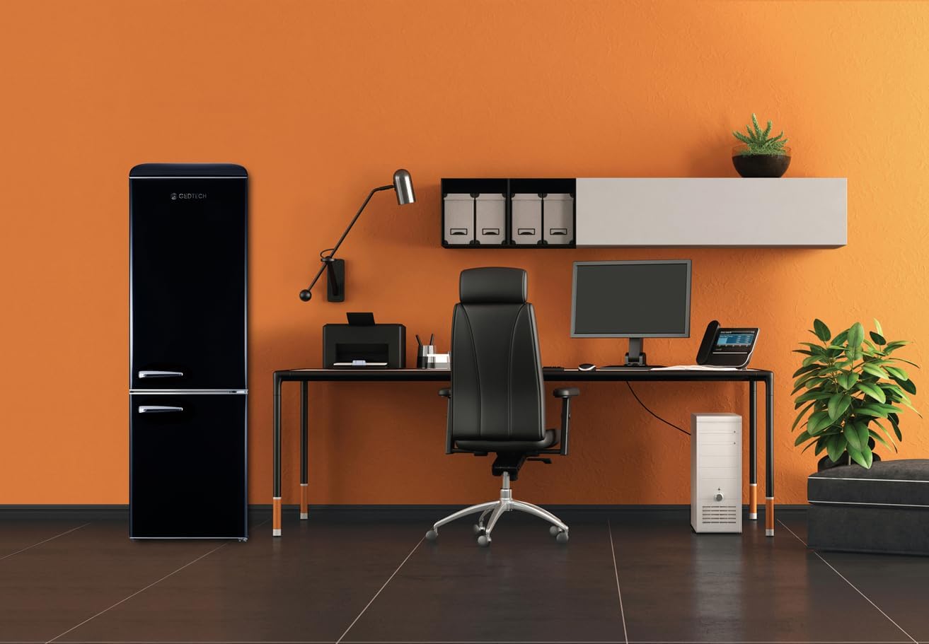 GEDTECH Refrigerateur combiné vintage GCBV310BL - Couleur Noir - Capacité 310 L - Classe E