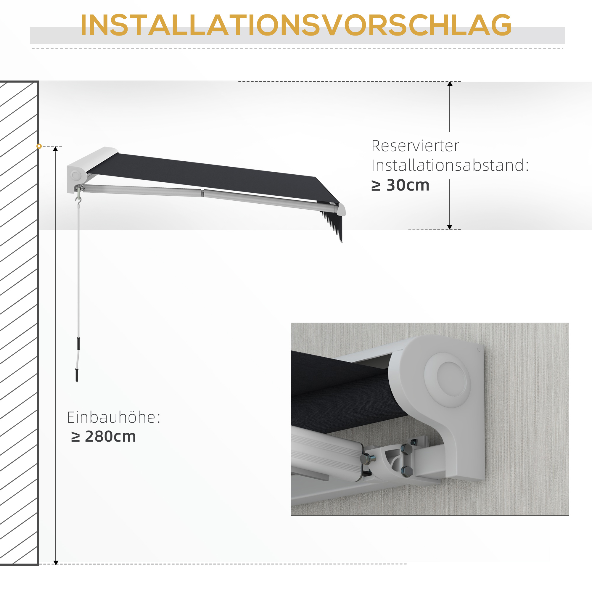 Outsunny Aluminium Markies, Uitschuifbare Markies 2.5x2m, Elektrisch Met Afstandsbediening, Aluminium Frame, Grijs
