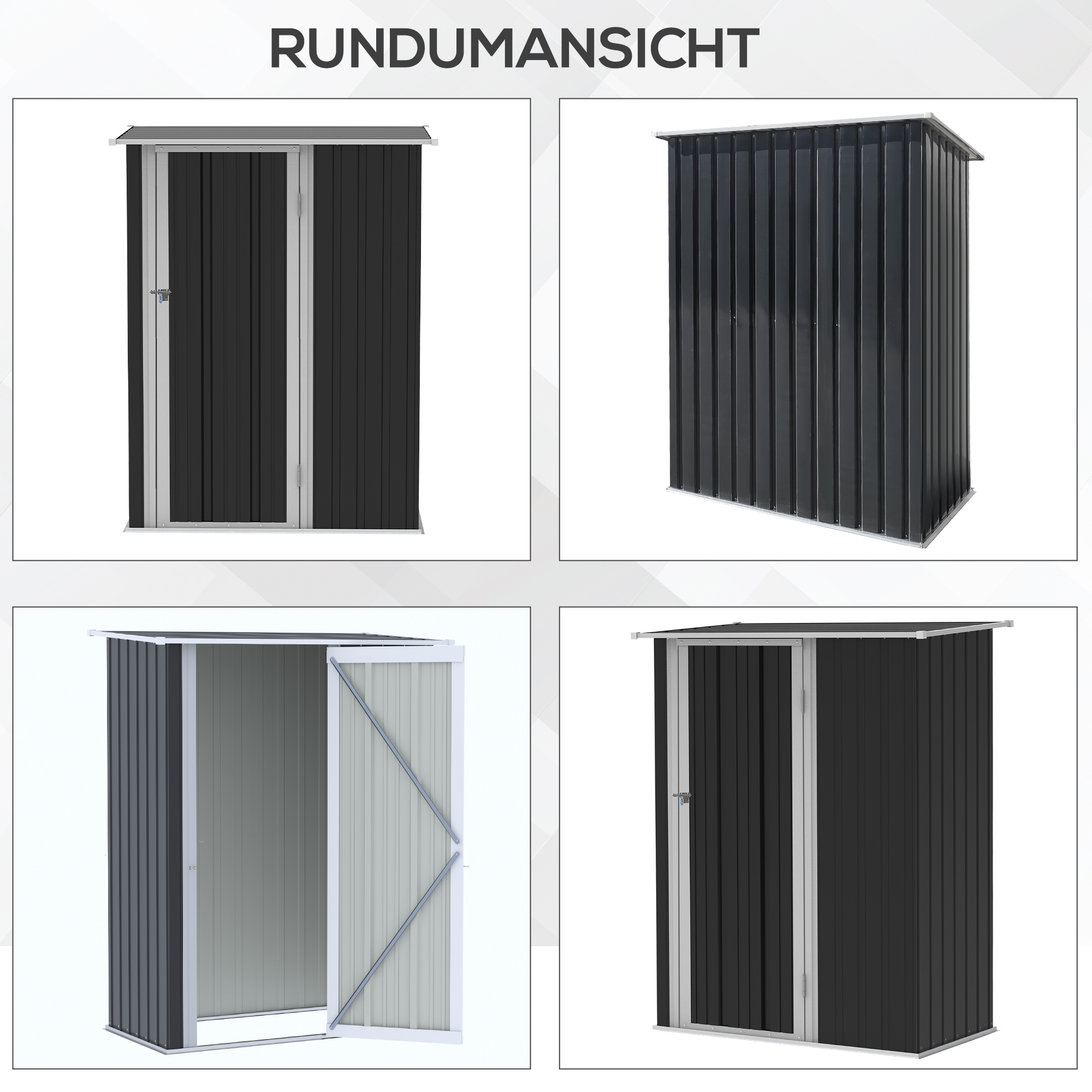 Outsunny gereedschapsschuur tuinhuisje gereedschapsschuur met deur buiten staal donkergrijs 142 x 84 x 189 cm