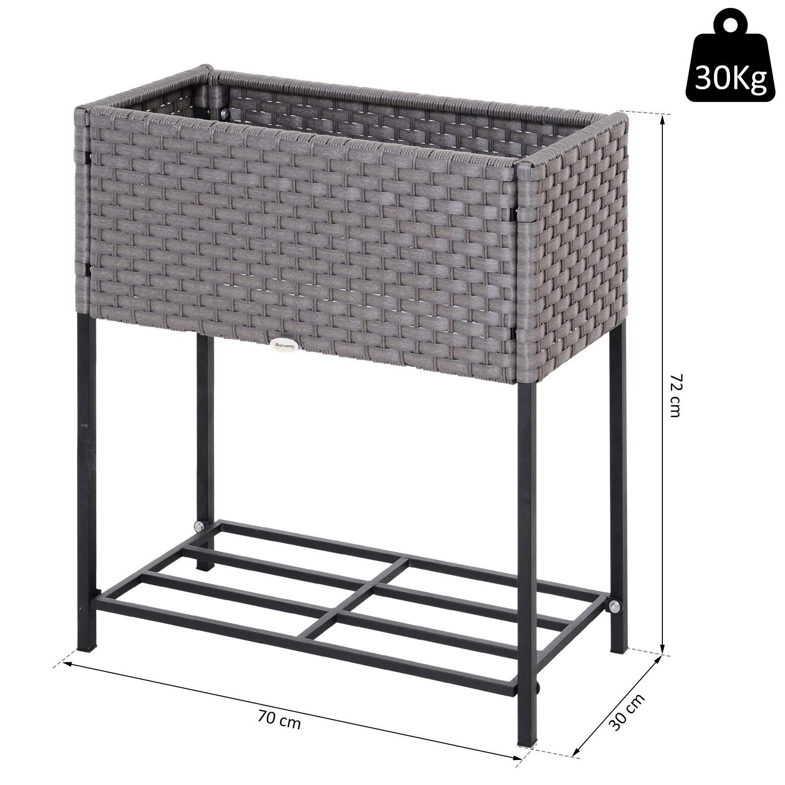 Outsunny? verhoogd bed, bloembak, bloempot met plank, irrigatie, rotan bruin 70 x 30 x 72 cm | Aosom.de