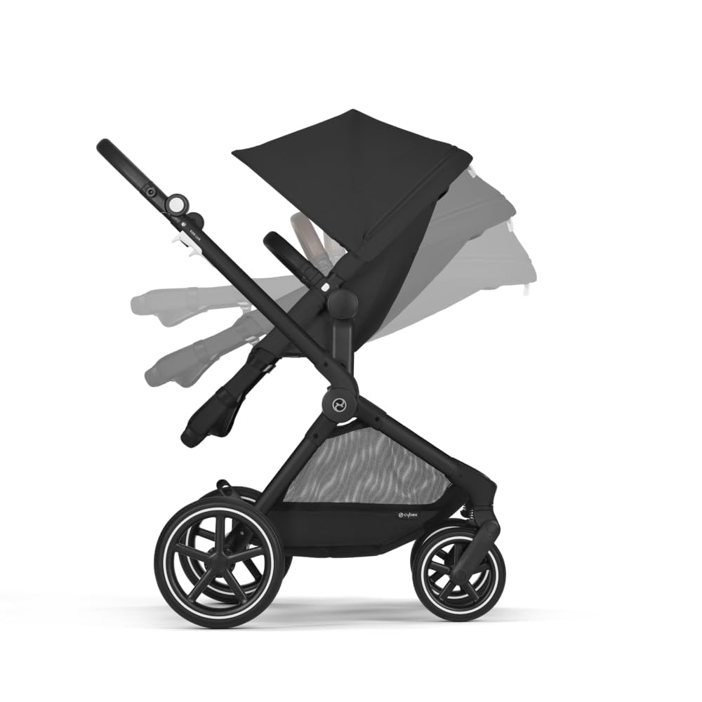 CYBEX Gold Kinderwagen EOS Lux 2-in-1, Reisesystem, Ab Geburt bis 22 kg (ca. 4 Jahre), Moon Black