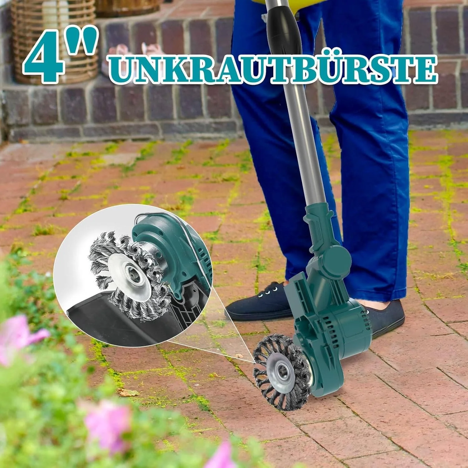 Hengriacly Grastrimmer op accu 21V, Accu grastrimmer voor Makita accu, Grastrimmer met onkruidborstel, Accu bosmaaier, Accu motormaaier - Incl. 2x4.0Ah accu & oplader, 750W borstelloze motor
