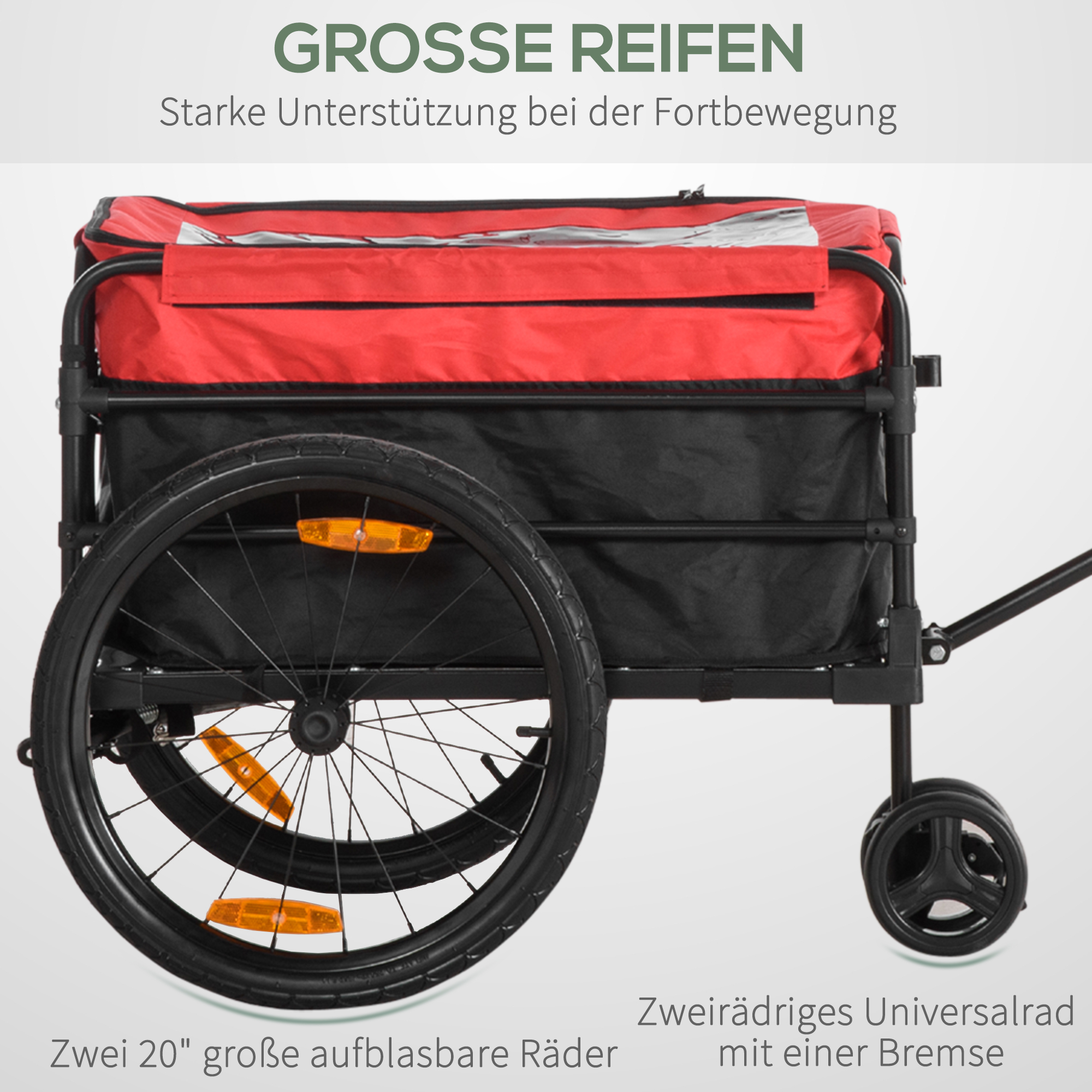 Bagageaanhanger Bolderkar 130 x 64 x 103 cm Staal Zwart+Rood