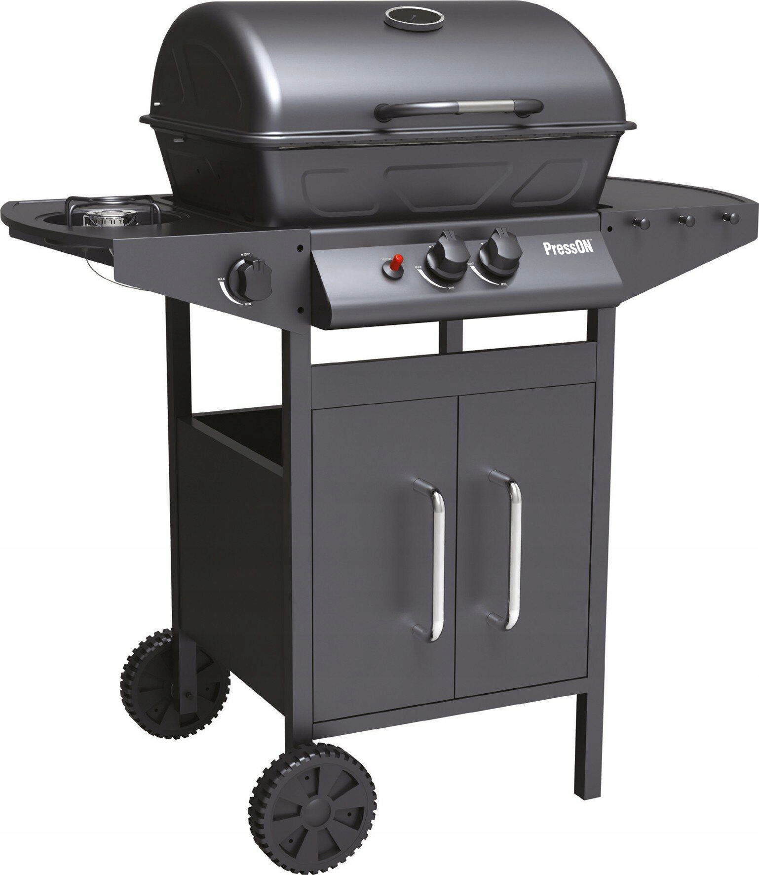 GRILL GAZOWY OGRODOWY 3+1 11kW DUŻY RUSZT SZAFKA PALNIK BOCZNY TERMOMETR