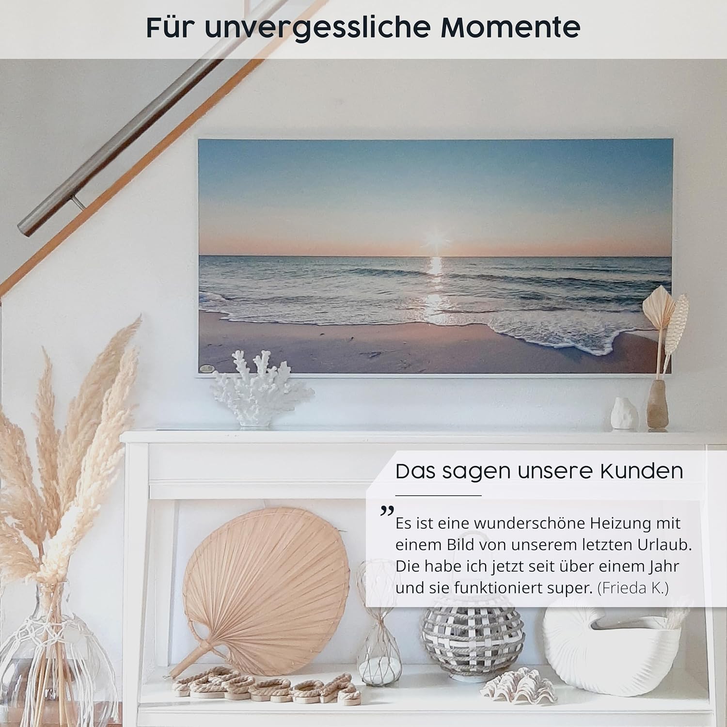 Könighaus Panorama Bildheizung 1200 Watt - Smart Thermostat - 18-29 m² | App, weißer Rahmen, Motiv: 18. Sternenhimmel 2, TÜV SÜD, Infrarot Wandheizung