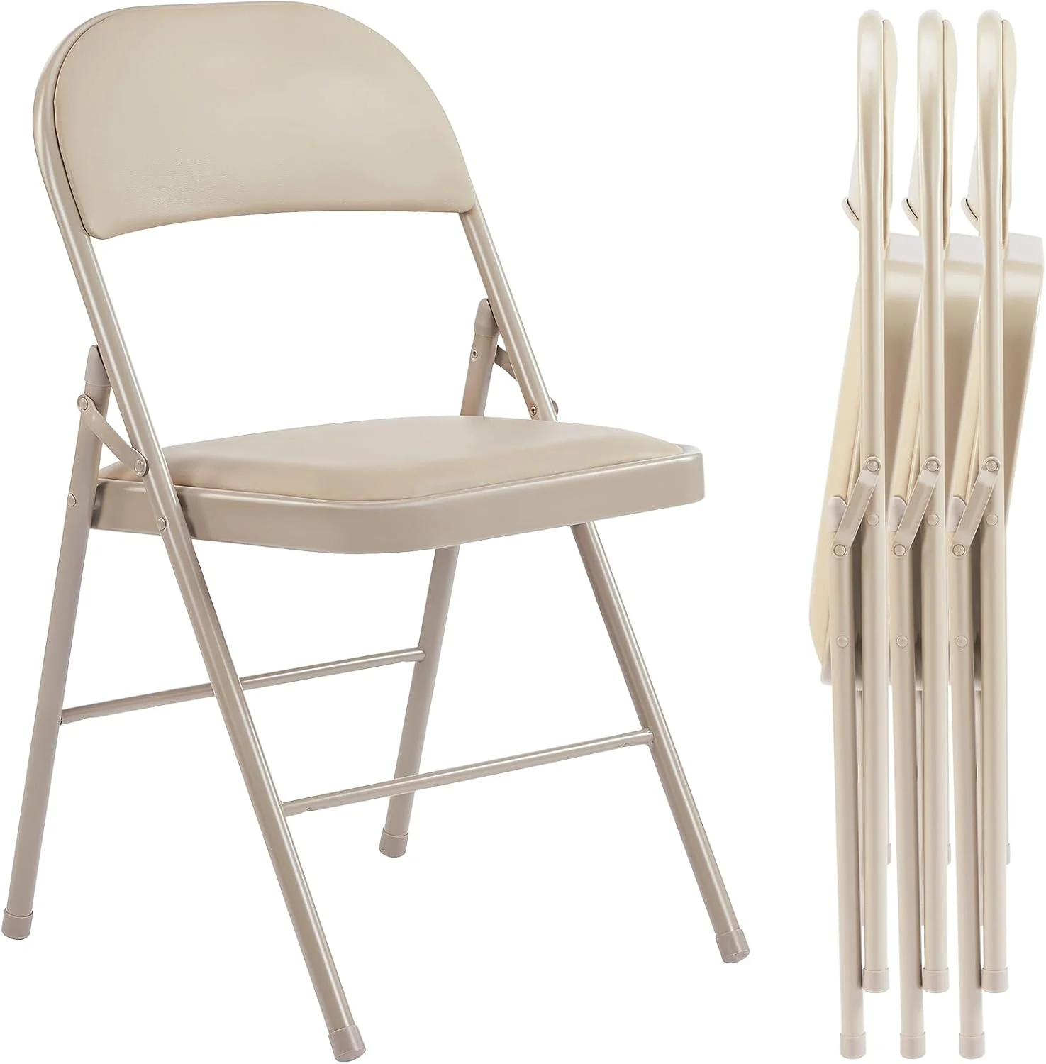 Sweetcrispy Folding Chair 12 Pack, Leather Padded Folding Chairs, Sturdy Metal Foldable Chairs