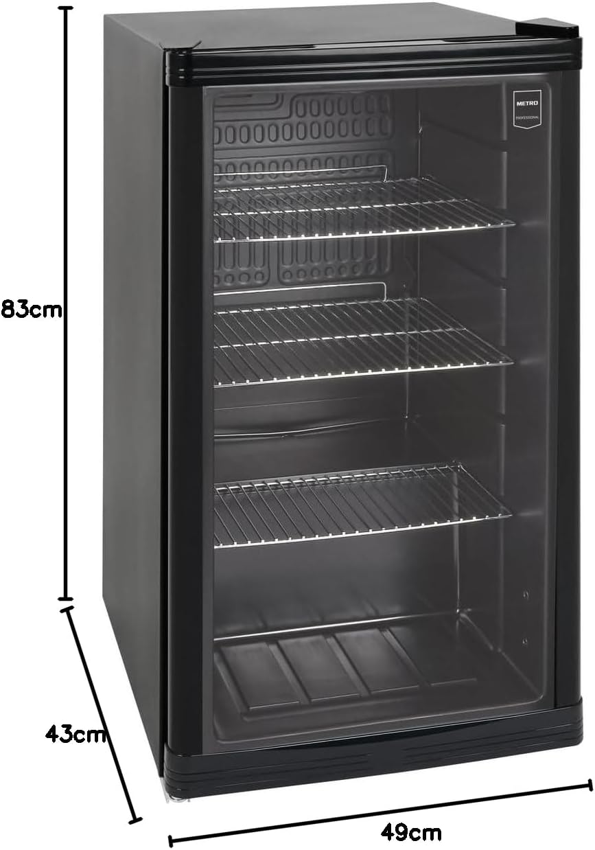 METRO Professional Mini-Kühlschrank GPC1088, 88 L, 1.052 kWh/24h, 3 Edelstahl-Drahtböden, schwarz