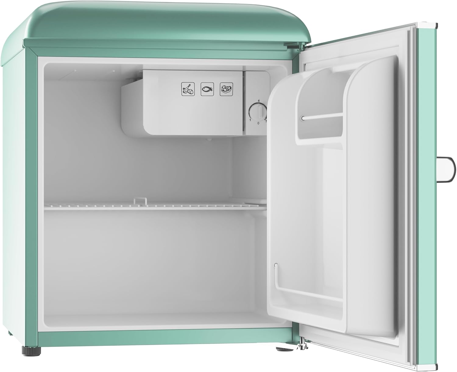 EVVO Mini Nevera Retro 45 Litros de Capacidad, Diseño Vintage, Bajo Consumo, Silenciosa, Control de Temperatura, Organizador de Espacios, Frigorífico Mini F20 Retro Color Verde Pastel