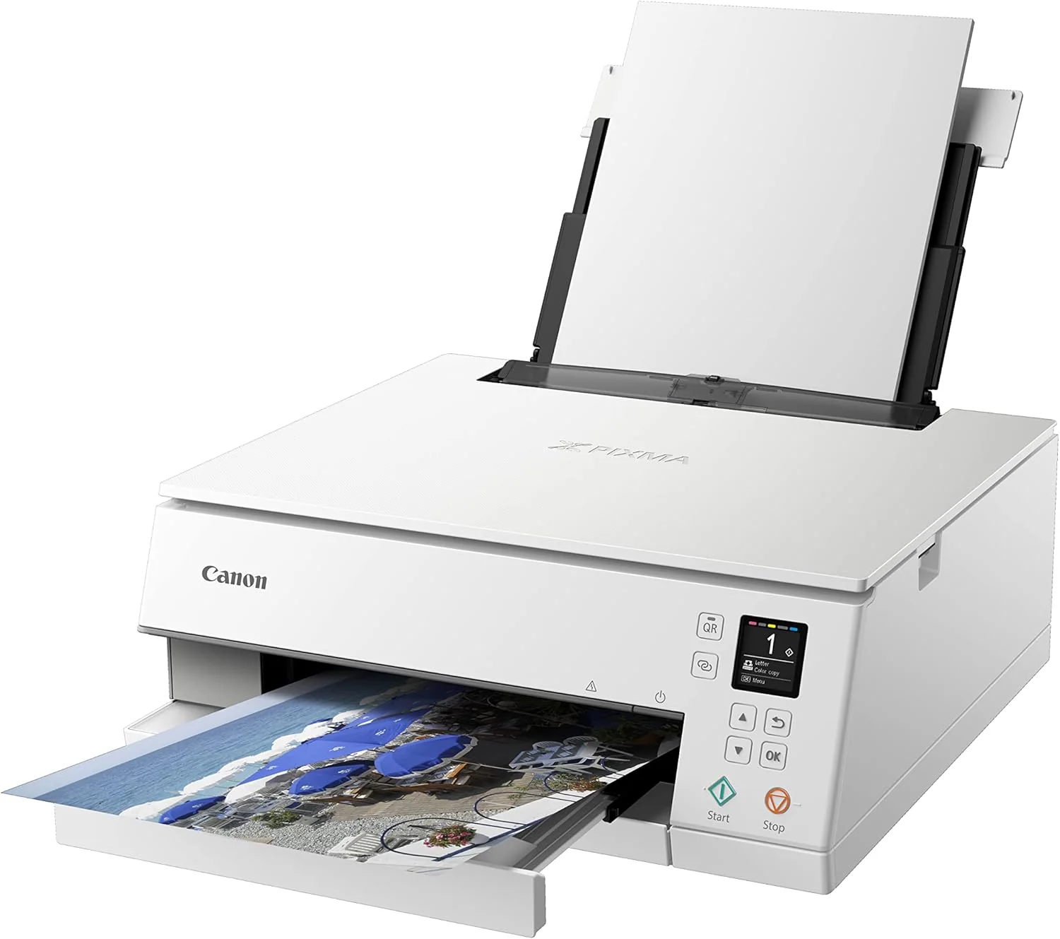 Canon PIXMA TS6350a printer, kleureninkjet multifunctioneel apparaat DIN A4 (fotoprinter, scanner, kopieerapparaat, OLED, 4.800x1.200 dpi, USB, WLAN, 5 afzonderlijke inkten, dubbelzijdig afdrukken, 2 papierladen), zwart