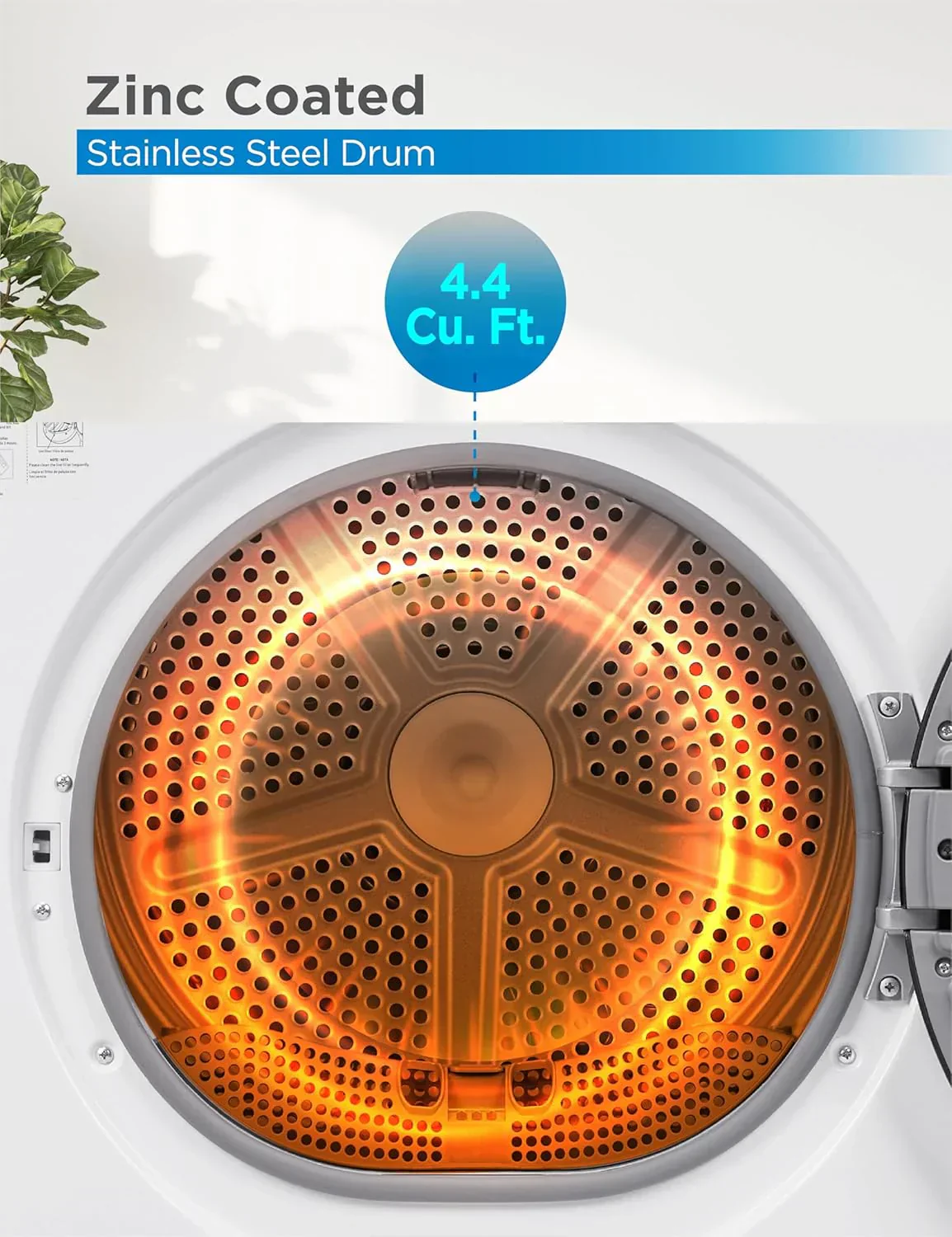 Compact Clothes Dryer 1.5 Cu. Ft. 850W Electric Dryer 120V Vented Dryer Stainless Steel Drum