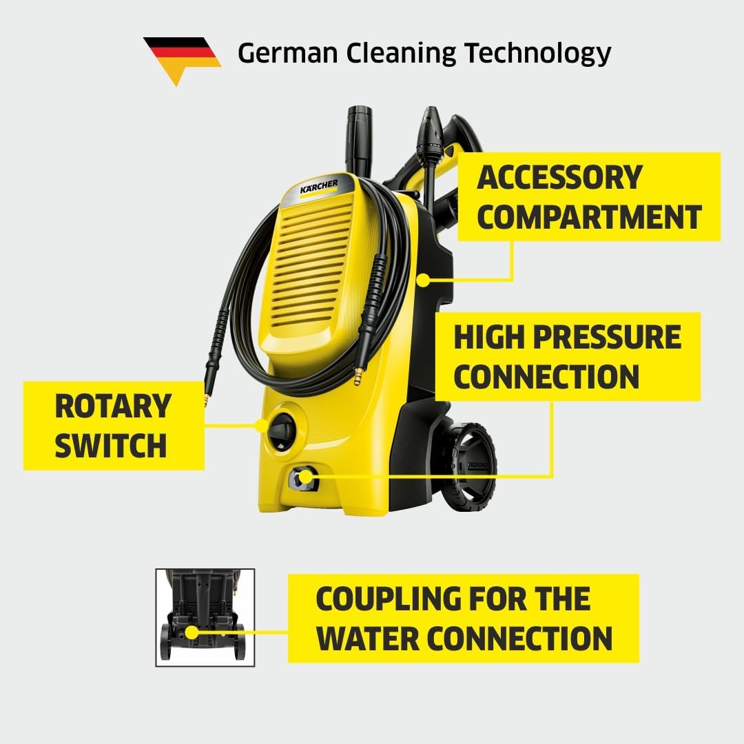Krcher Hochdruckreiniger K 5 Compact, Druck: max. 145 bar, Durchfluss: max. 500 l/h, Flchenleistung: 40 m/h, Wasserfilter, Gewicht: 12 kg, Hochdruckschlauch und -pistole, Dreckfrser, Strahlrohr