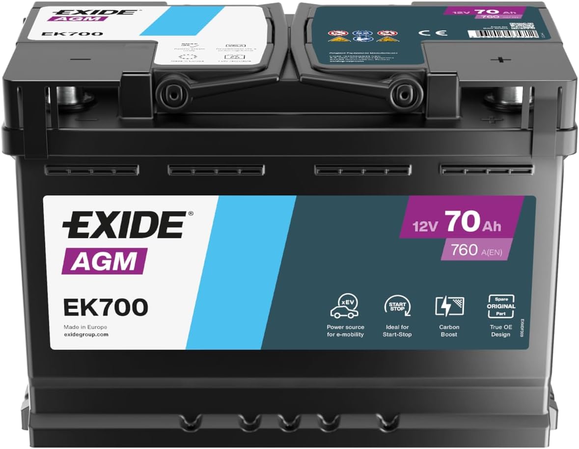 Exide EK700 AGM Starter-Batterie Start-Stop 12V 70Ah 760A