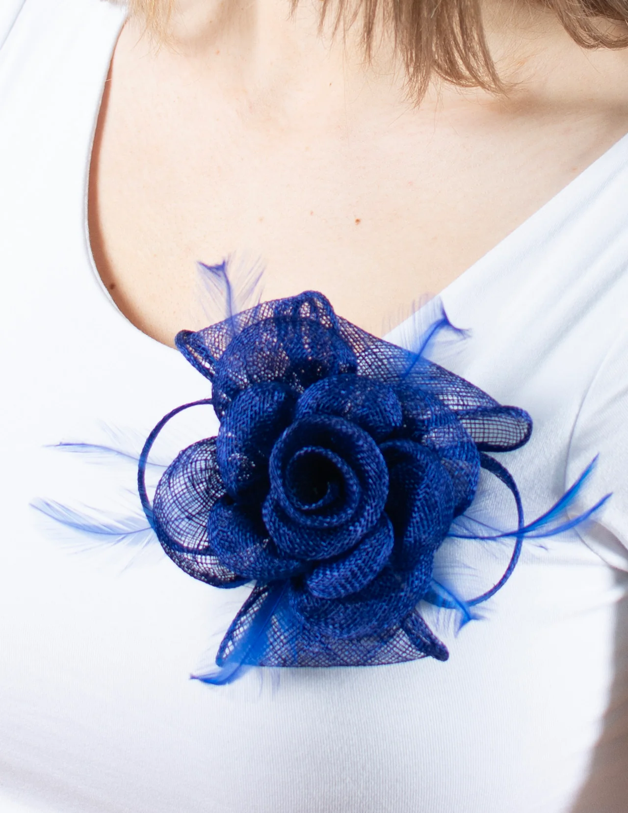 Fascinator | Small Rose Brooch | Royal Blue