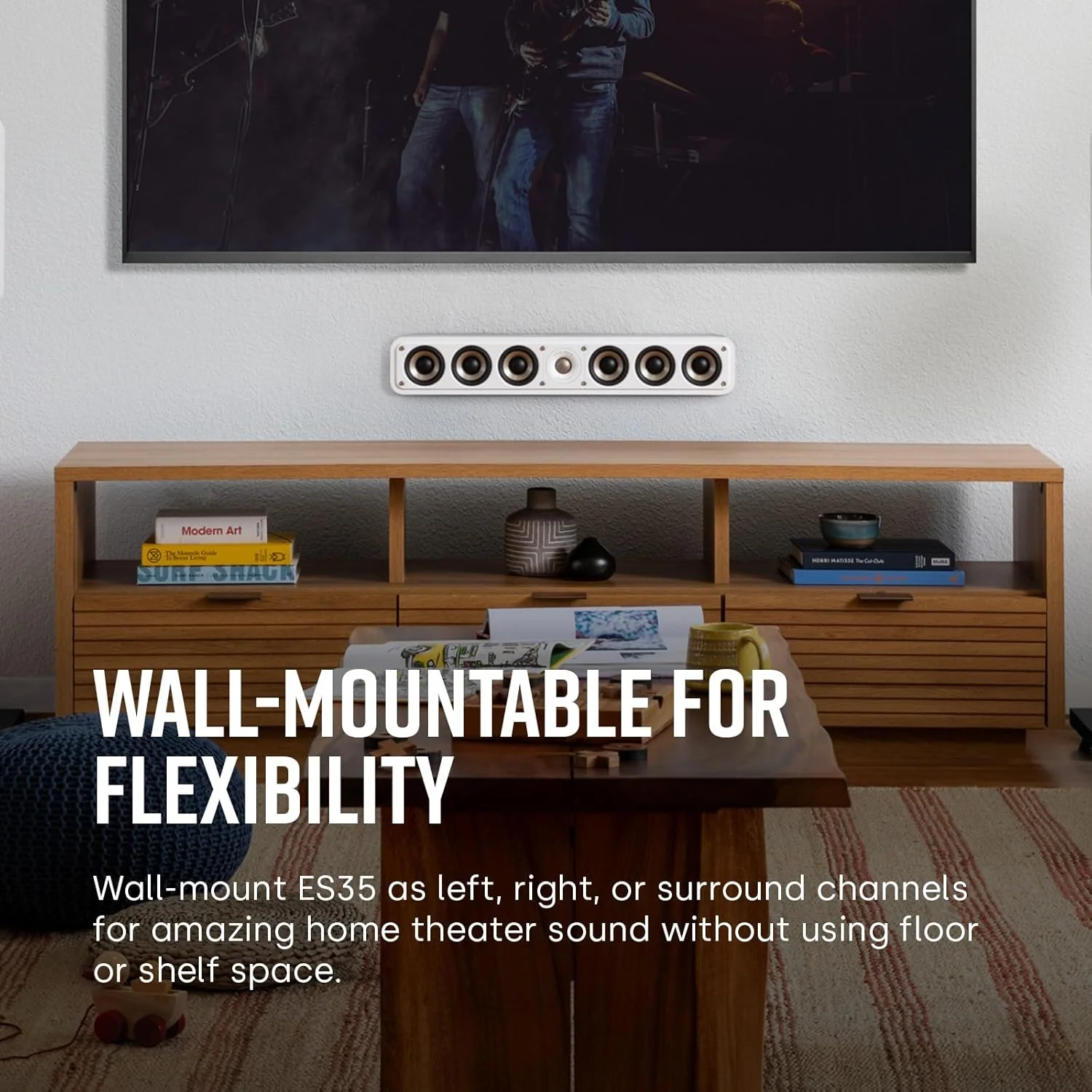 Polk Audio SIGS35CELWT Signature Elite ES35 middenluidspreker, slanke, hogeresolutie middenluidspreker, Hi-Res-gecertificeerd, Dolby Atmos- en DTS:X-compatibel, wit