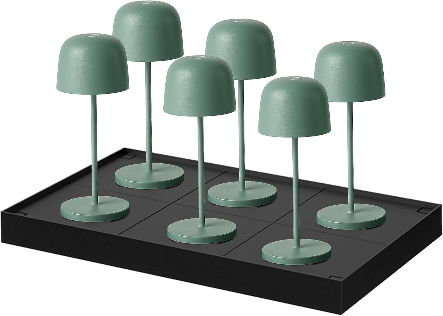 Lumisky Tischleuchte, kabellos, LED, warmweiß, dimmbar, SOPHIA Olive, Höhe 28 cm, Olivgrün, mit Ladeplatte, 6 Stück