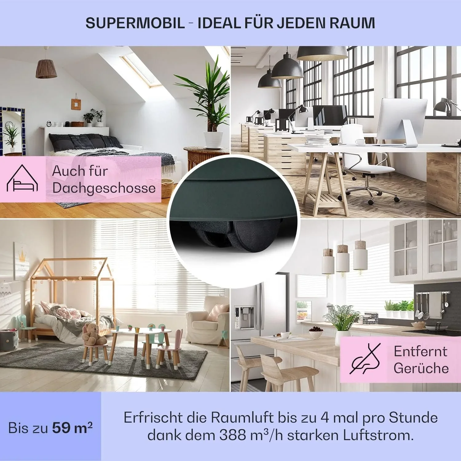 Klarstein Mobile Klimaanlage mit Abluftschlauch, 5-in-1 Klimager?t, Ventilator, Luftentfeuchter, Luftreiniger & Nachtmodus, App-Steuerung, Kleine & Portable, f��r Wohnung & B��ro, 12000 BTU