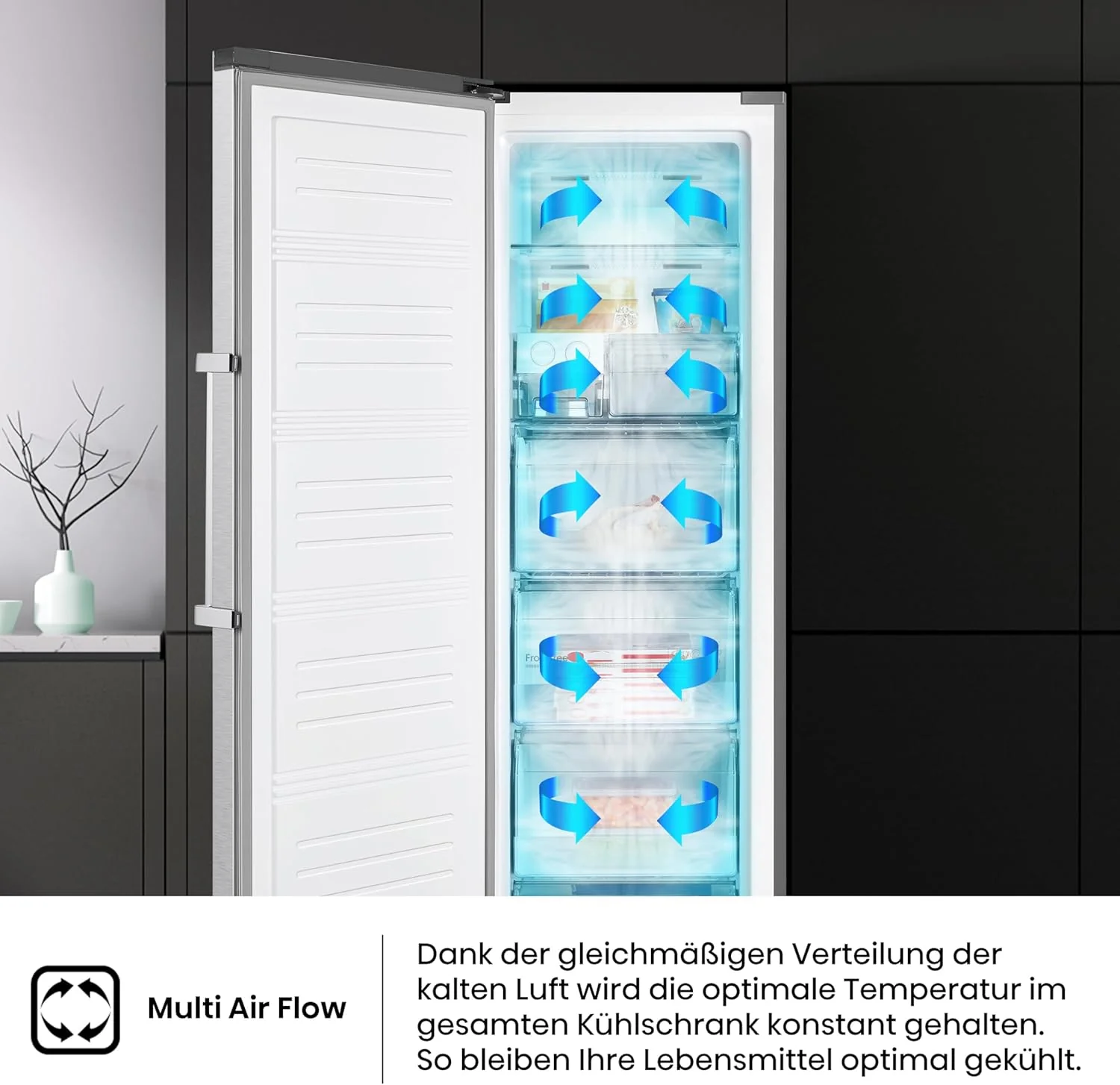 Hisense FV191N4AW2 Vriezer/ TotalNoFrost/ SuperFreeze/ Deuralarm/ Multiflow 360��/ BigBox/ 143,4 cm/ Vriesgedeelte 147 l/ 41 dB/ 205 kWh/Wit