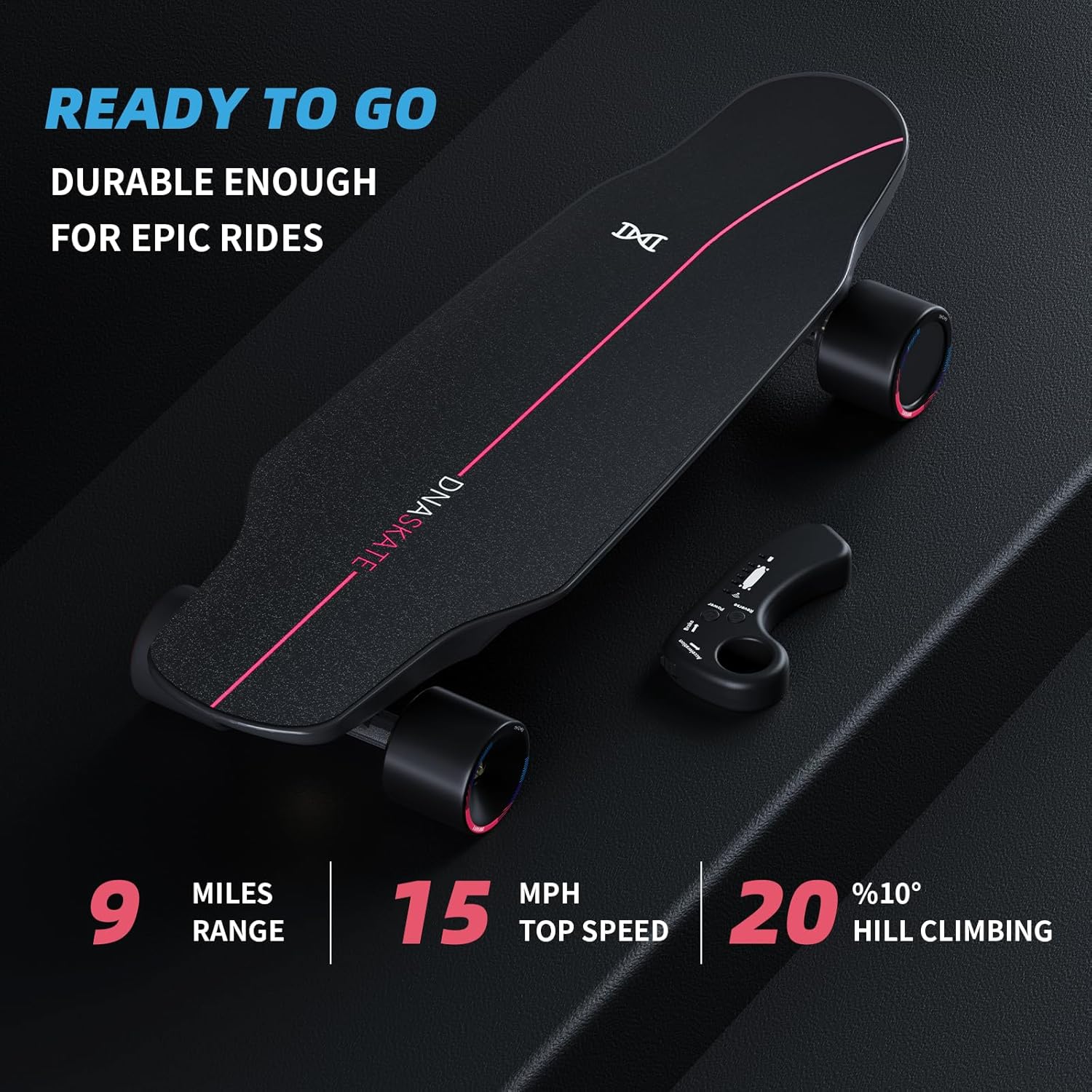 DNASKATE M8 Electric Skateboard with Remote 15/22 Mph Top Speed 9/15/Miles Range