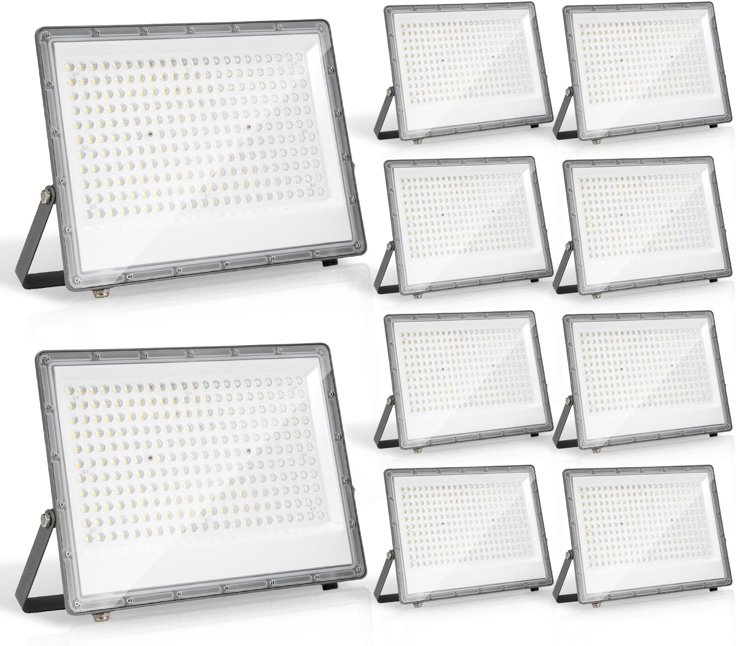 LED Strahler Außen 4x200W, 10x Fluter Aussenstrahler Superhell 19800LM, 6000K Kaltweiß Scheiwerfer Aussen, IP66 Wasserdicht Flutlicht Außenstrahler für Werkstatt, Sportplatz (Kein Stecker)
