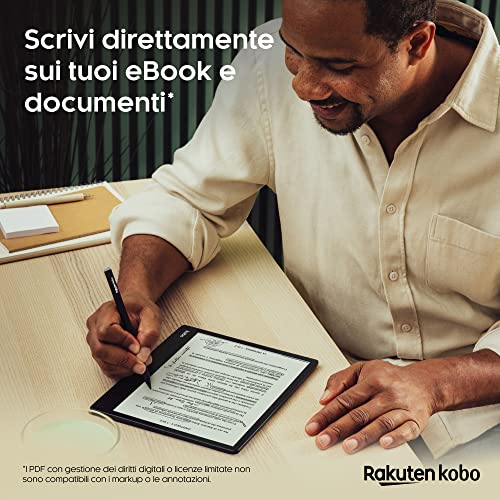 Kobo Elipsa 2E | eReader | Touchscreen antiriflesso da 10,3" con ComfortLight PRO | Kobo Stylus 2 inclusa | Luminosità regolabile | Wi Fi | Tecnologia Carta E Ink | 32 GB di archiviazione : Elettronica