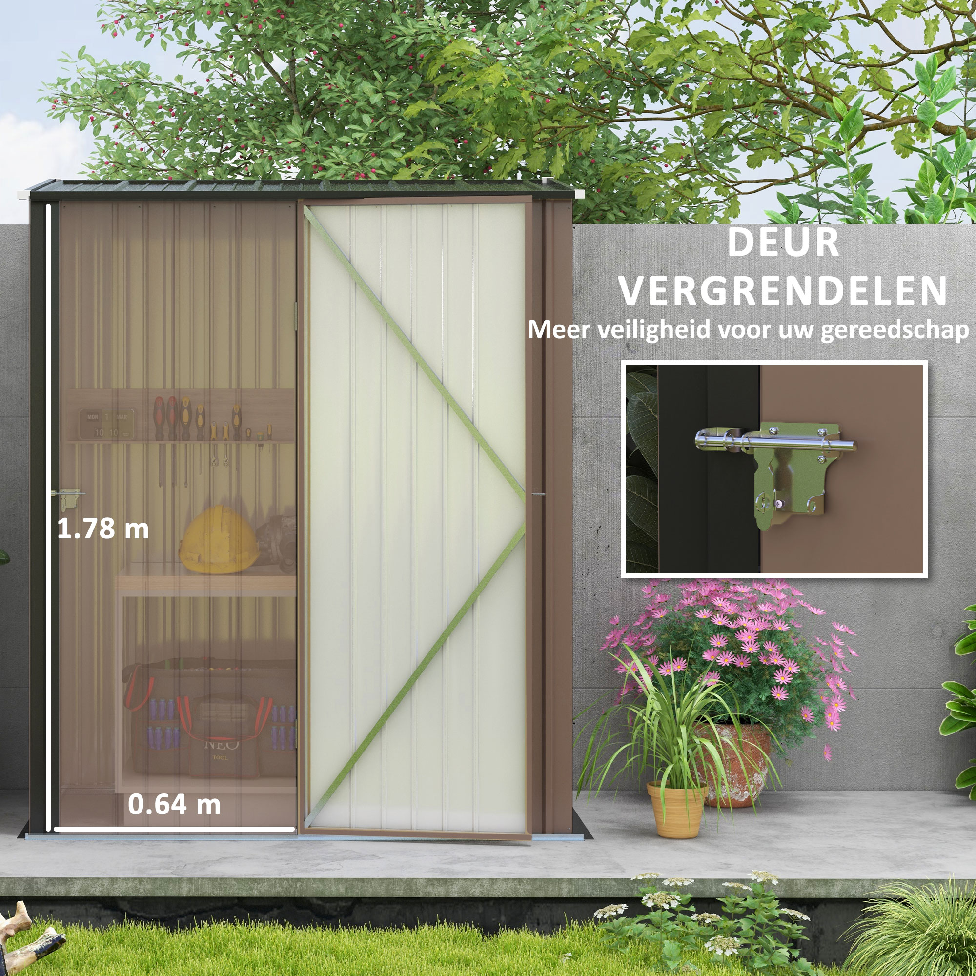 Tuinhuisje met Schuurdak Grijs 161,5 cm x 94,5 cm x 196 cm