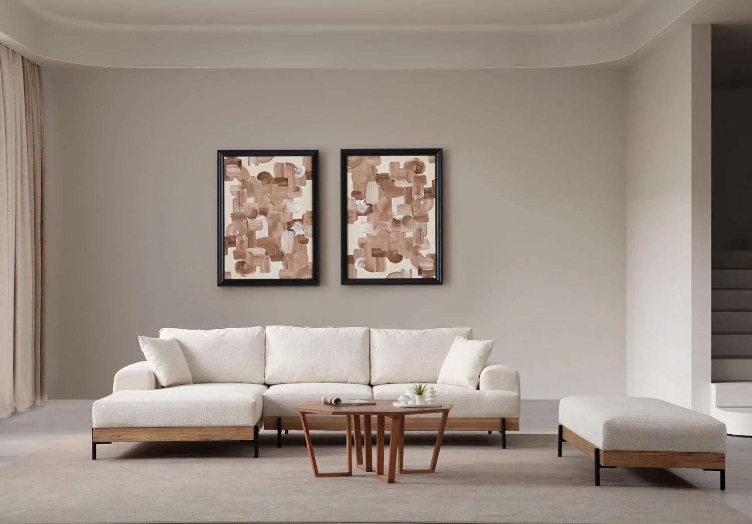 Eti Oak Left Ecksofa - Weiss