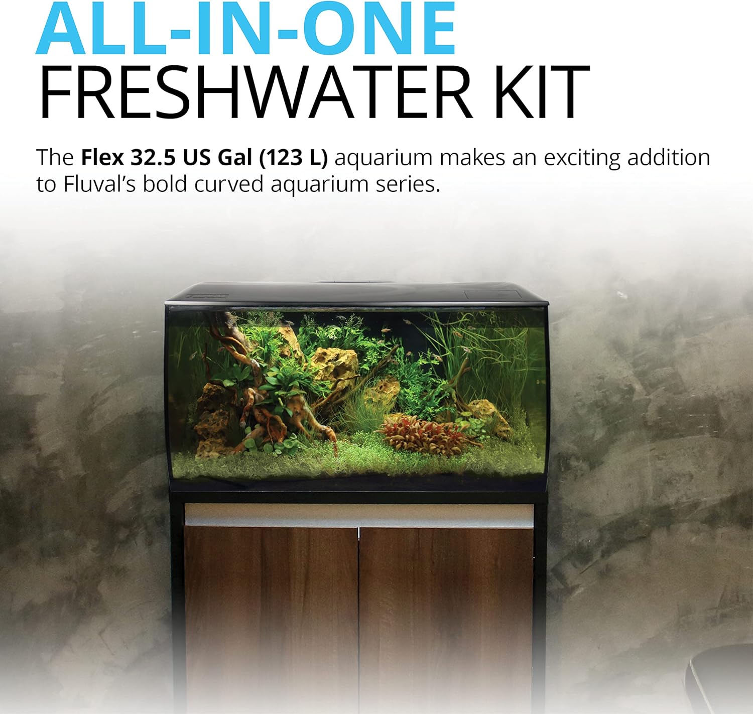 Fluval Flex Aquarium 123L, Süßwasser Aquarium, schwarz