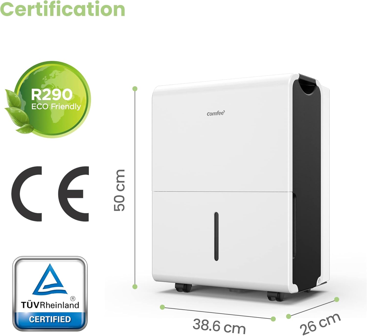 Comfee Luftentfeuchter, 30L/24h, Raumgröße ca. 180m³(80m²), Intelligenter Entfeuchtermodus, 24H Timer, Wassertank 3L, MDDP-30DEN7