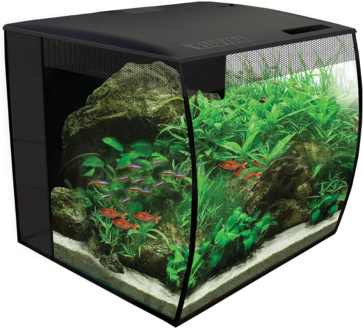 Fluval Flex Aquarium 123L, Süßwasser Aquarium, schwarz
