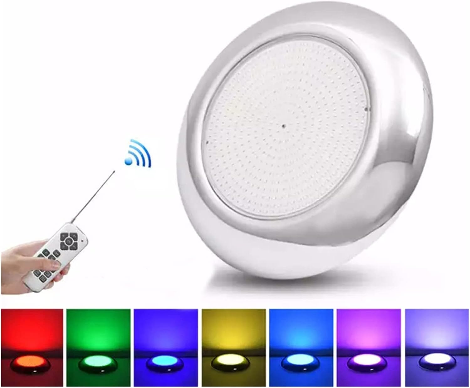 Edelstahl-LED-Schwimmbadleuchte, harzgefüllte Unterwasserteichbeleuchtung, RGB, mehrfarbig, mit Fernbedienung Eine AtmosphäRe Schaffen(Cold White,45W)