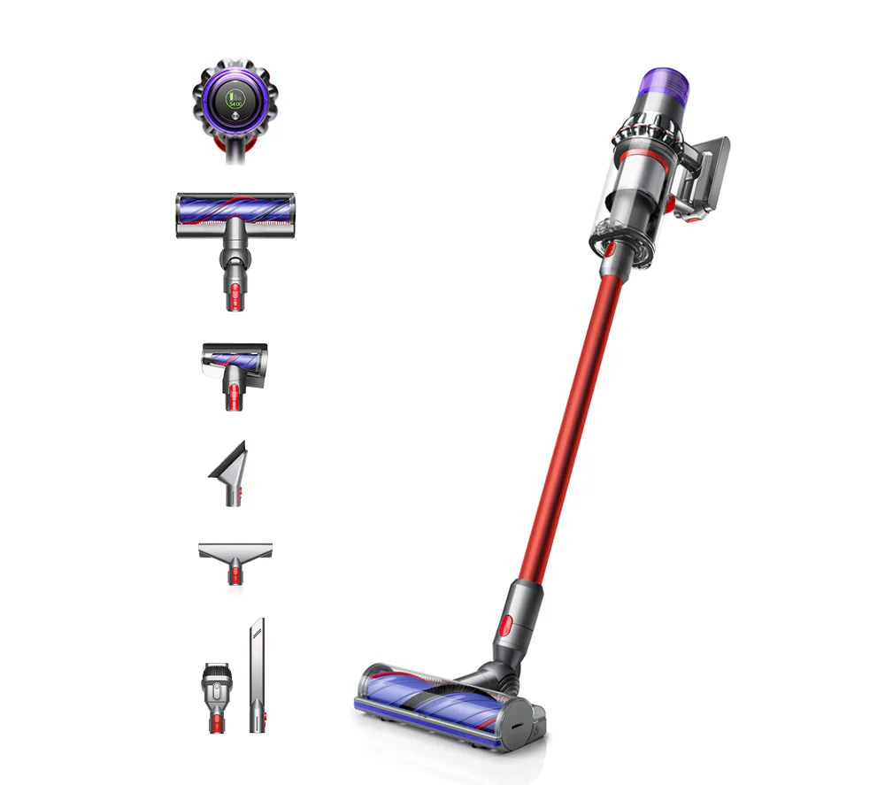 Odkurzacz pionowy bezprzewodowy Dyson V11 Extra z 2025 r. – do 60 minut pracy – wykończenie w kolorze niklu i czerwieni
