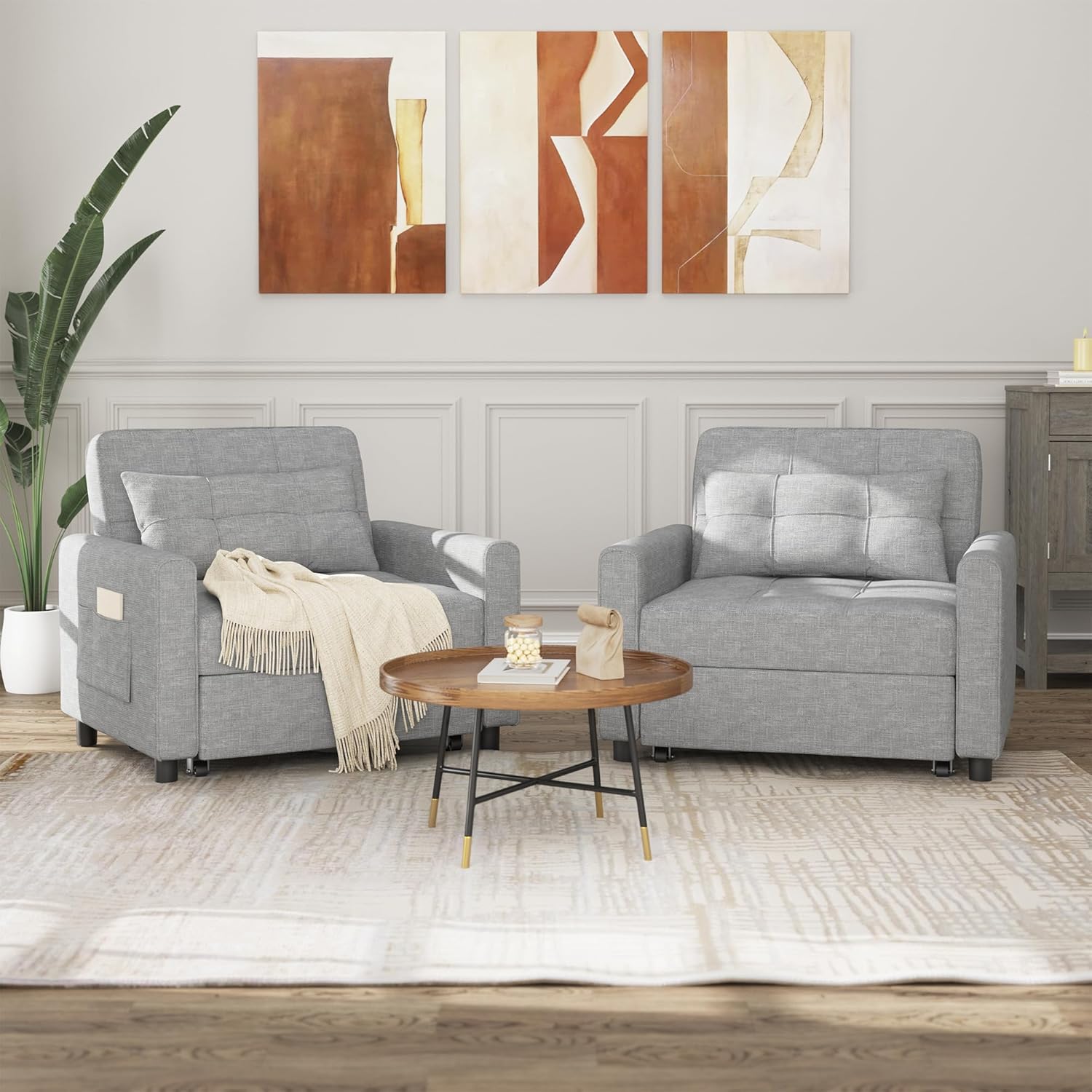 Bealife Relaxsessel, Schlafsessel mit Verstellbarer Rückenlehne, Fernsehsessel, Klappbares Schlafsofa, Relaxsessel fürs Wohnzimmer,Schlafzimmer (Hellgrau)