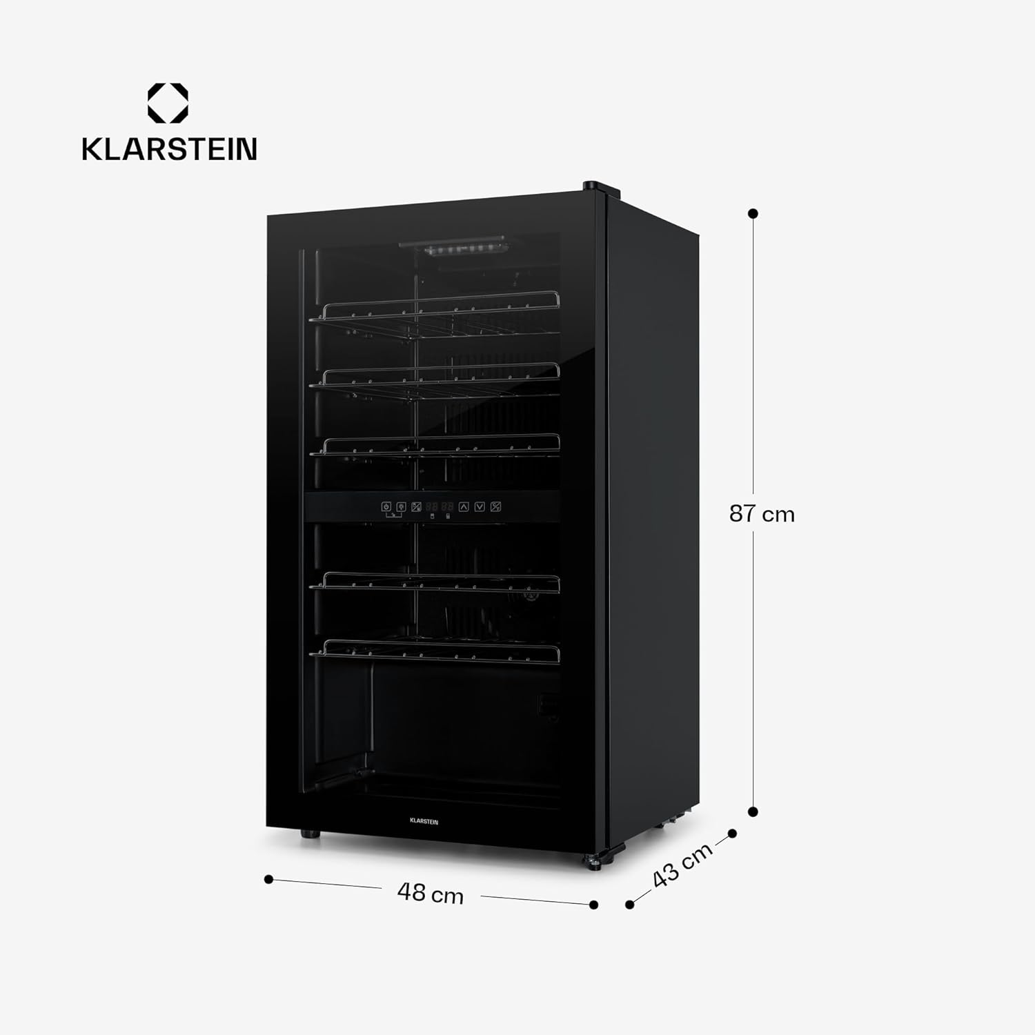Klarstein Weinkühlschrank, 2 Zonen Getränkekühlschrank Klein, Freistehender Kleiner Weinschrank 80L, Wein-Kühlschrank mit Glastür, Indoor/Outdoor Flaschenkühlschrank, Wine Fridge 29 Flaschen