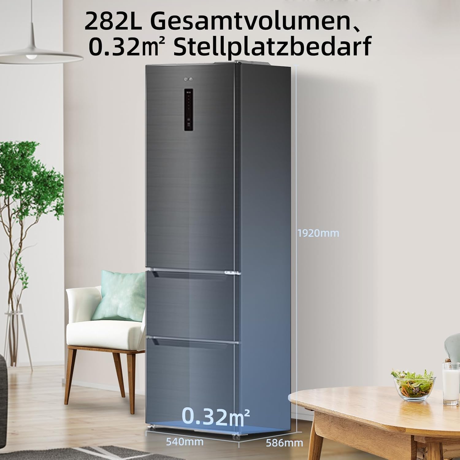CHIQ CTT107BC Kühlschrank Klein 107 Liter, Höhe 84cm, Tiefe 55cm, Platzbedarf nur 0,3 ㎡, Mikro-Gefrierfach, Vario Box, 7 Temperaturregelstufen, geräuscharm, 87 kWh/Jahr, Schwarz