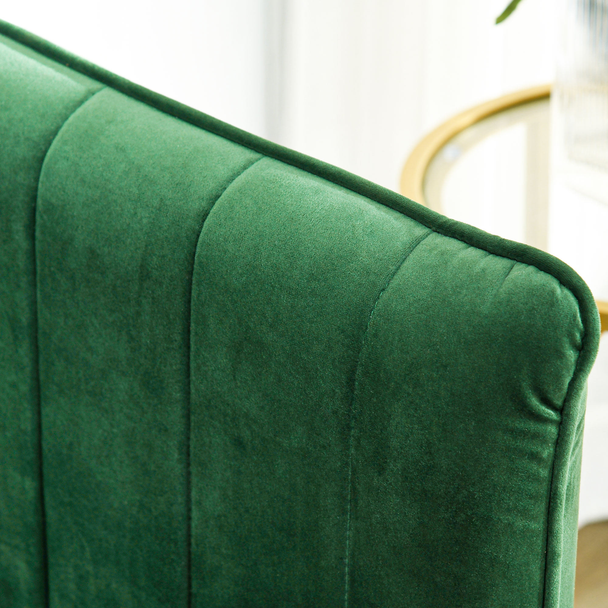 3-zitsbank, inclusief 2 kussens, fluwelen look, retro design, afneembare hoes, 195 cm x 88 cm x 76 cm groen