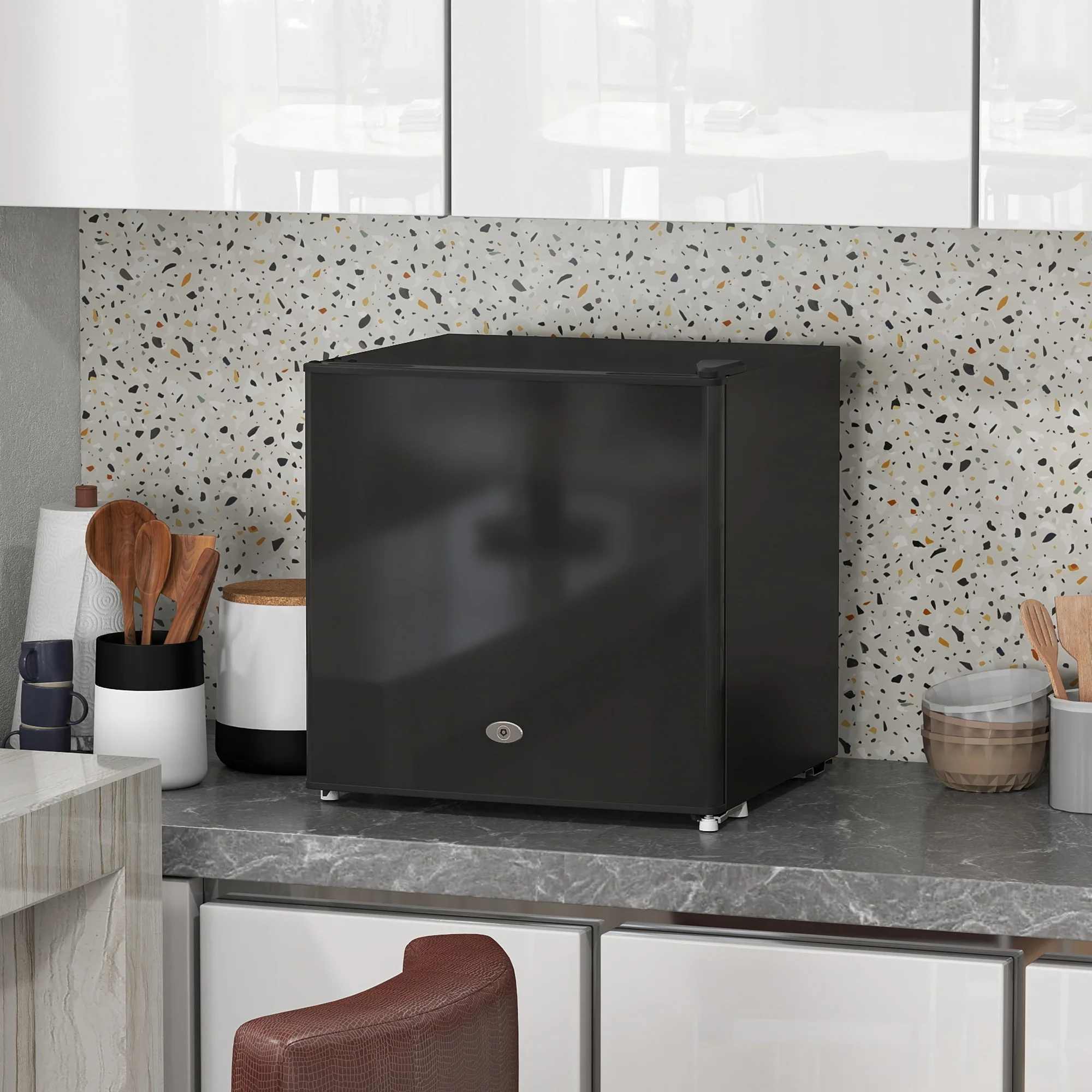 HOMCOM Mini-Vriezer 35 L Vriesbox Elektrisch Vrijstaand 45 W Mini Vriezer 47 x 44,2 x 48,8 cm Zwart