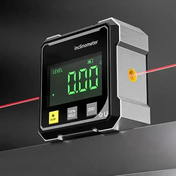 Digitales Winkelmessgerät mit Laser & Magnetfuß | Präziser Neigungsmesser USB-aufladbar für exaktes Ausrichten im Innenausbau