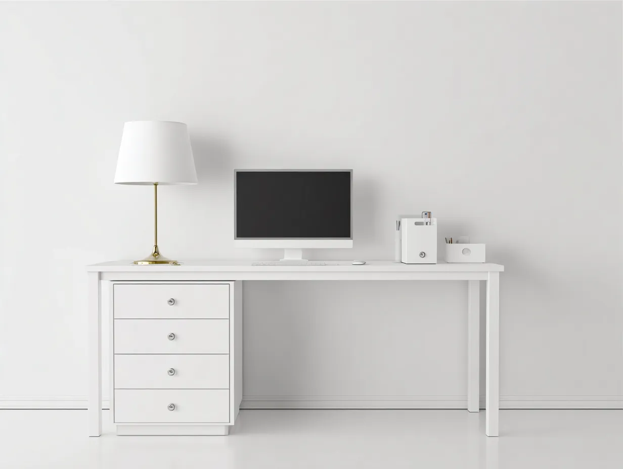 Schreibtisch-Holzwerkstoff-118 x 60 x 75 cm-Weiß-Minimalistischer Bürostil