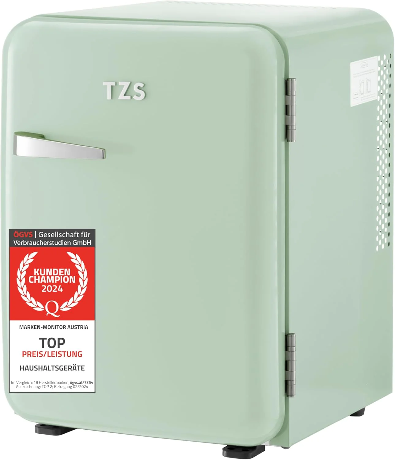 TZS First Austria lautloser Minik��hlschrank | Retro Design | Einstellbare K��hlleistung | T��rgriff |Thermoelektrisches K��hlsystem | 40L | creme