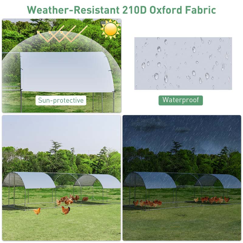25 Ft Large Metal Chicken Coop Walk In Dome Poultry Cage Hen Run House Rabbits Habitat Cage With Cover - Waterproof Protective Cover
