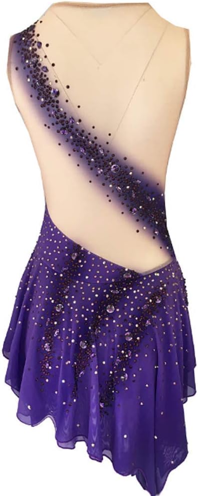 Damen Eiskunstlauf Wettkampf Kleid Mädchen Profi Eislaufen Rock Glänzend Strass Kunst Gymnastik Wear